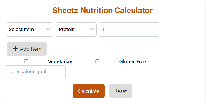 Sheetz Nutrition Calculator (Calories, Allergens, Macros & Caffeine) 1 Sheetz Nutrition Calculator
